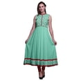 thumbnail image 1 of Bimba Robe Anarkali Damassée Vert Aigue-Marine Col Mandarin Sans Manches Kurtis pour Femmes Robe Maxi à Imprimé XXX-Large, 1 of 6