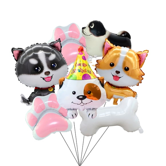 Ballons de Décoration de Fête pour Chiots, 7 Pcs Ballons Incluant des Ballons en Aluminium avec Empreinte de Patte de Chien et d'Animaux de Compagnie pour Enfants
