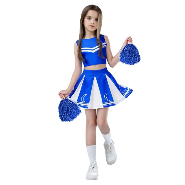 TZEWGL 2 Piece Cheerleading Team Student Role Playing Stage Outfit Sets For Girl Home And Outside Wear For Toddlers size 7-8T