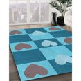 thumbnail image 3 of Ahgly Company Tapis d'Intérieur Lavables en Machine Rectangle Transitionnel Bleu Turquoise Clair, 3' x 5', 3 of 7