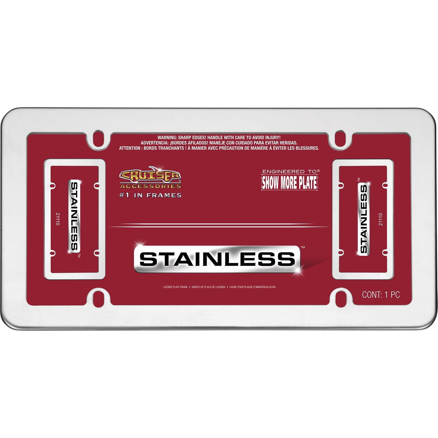 Cruiser Accessories – Cadre de plaque d’immatriculation en acier inoxydable
