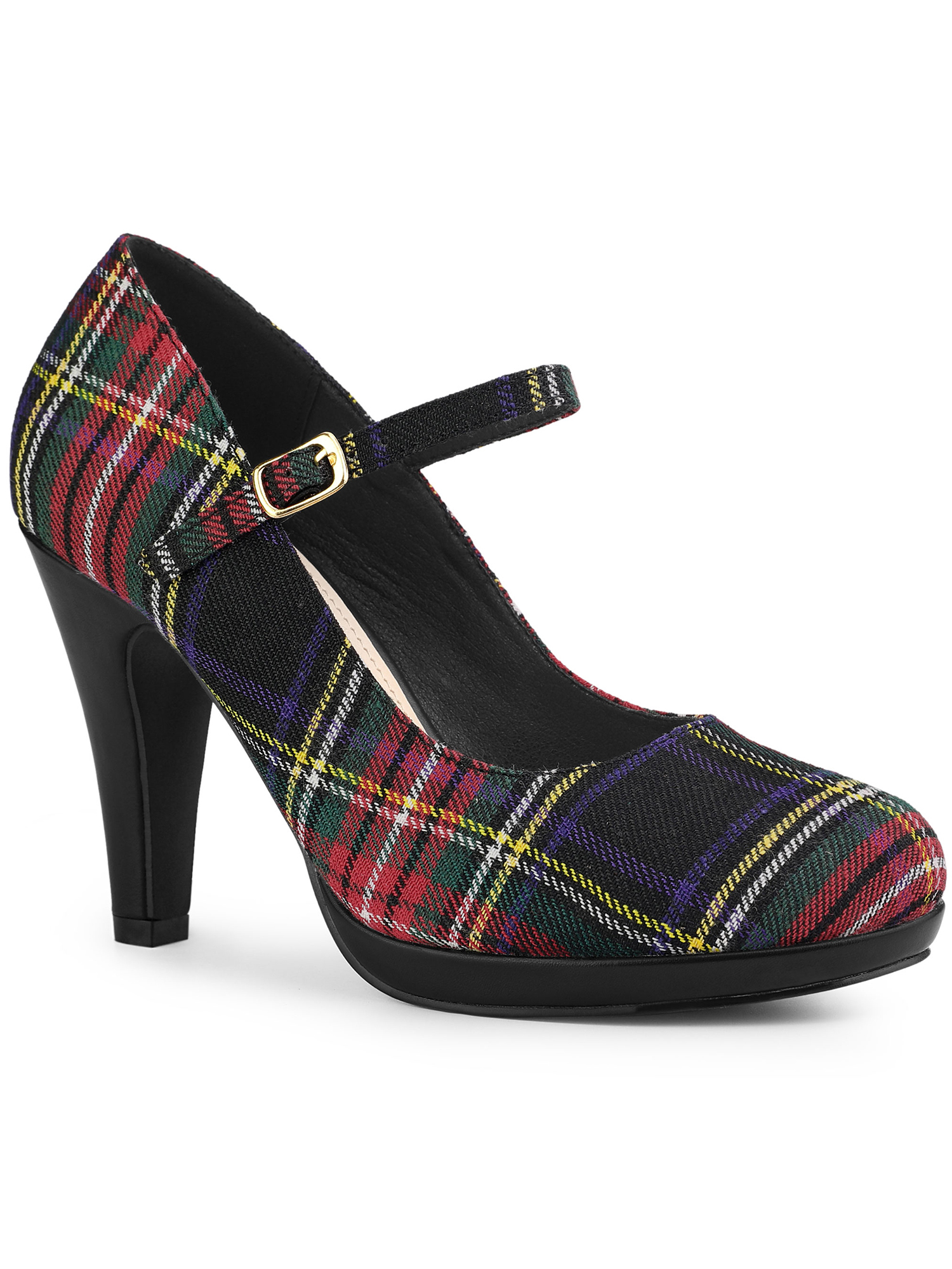 BLISSFUL STEP Escarpin pour Femme à Carreaux à Plateforme à Talons Aiguilles Escarpins Rouge Vert 8