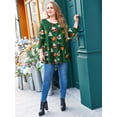 thumbnail image 2 of LARACE T-Shirts de Noël pour Femmes à Manches 3/4 pour Femmes Col Rond Crochet Amples Décontractés Chemises Blouses Hauts Flower45 1X, 2 of 5