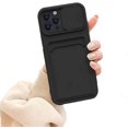 thumbnail image 1 of Étui iPhone 11 Pro Max avec Porte-Cartes en Silicone Liquide Souple Résistant aux Rayures, Étui de Protection pour Appareil Photo avec Objectif Coulissant pour Apple iPhone 11 Pro Max, 1 of 5