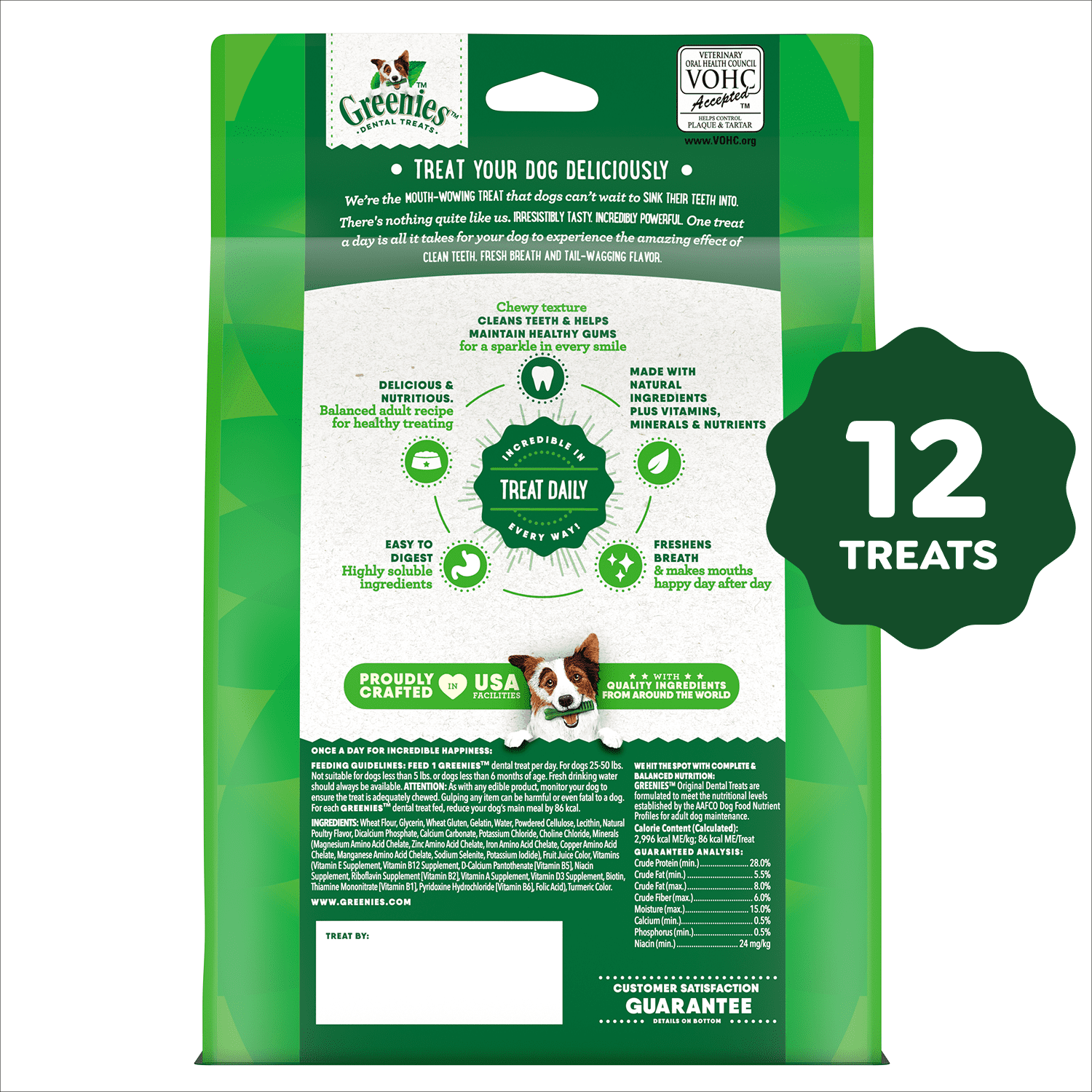 Gâteries dentaires naturelles pour chiens adultes GREENIES Original format MOYEN