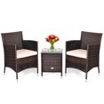 thumbnail image 3 of Costway Ensemble de Mobilier d'Extérieur 3 Pcs en Rotin PE Osier Chaises Table Basse Jardin Beige, 3 of 10