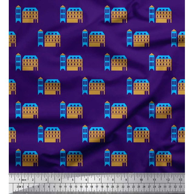 Soimoi Poly Georgette Fabric House Architectural Decor Fabric Printed Yard 52 Inch Wide