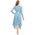 thumbnail image 2 of Hansber Robe de Louange Métallisée pour Femmes à Manches Longues, Ourlet Irrégulier, Tunique, Costume de Performance, Bleu Ciel, P, 2 of 4