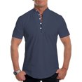 thumbnail image 1 of Bellella Mens Blouse Buttons T Shirts Short Sleeve Summer Tops Plain Henley Neck Basic Tee Men Pullover Deep Blue XL, 1 of 2