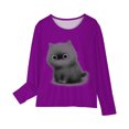 thumbnail image 4 of RXIRUCGD Chemises à Manches Longues pour Filles, Col Rond Mignon, Blouses Décontractées Élégantes (Violet, Taille : 7 Ans), 4 of 5