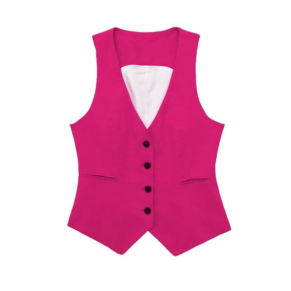 DondPO Womens Vest Women Linen Casual Vest Ladies Sleeveless V Neck Vests Single Breasted Tops Women's Outerwear Vests Vest Women Trendy Pink M Clearance!