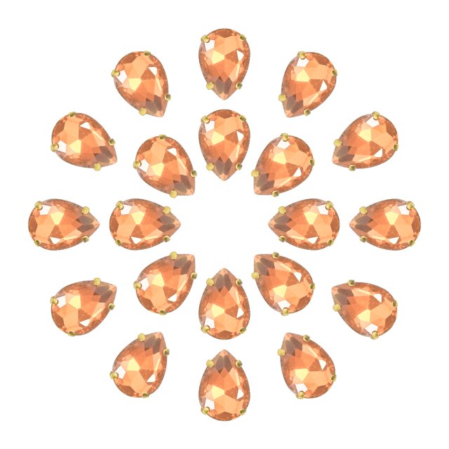 Unique Bargains 20Pack Teardrop Sew on Rhinestone - 18x13mm Glass Teardrop Crystal Rhinestones in Gold Prong Setting (Champagne)