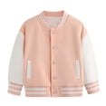thumbnail image 1 of Girls Coats & Jackets Child Autumn Spring Long Sleeved Color Block Baseball Pink Fall Tops for Teen Girls ,13-14 Years, 1 of 4