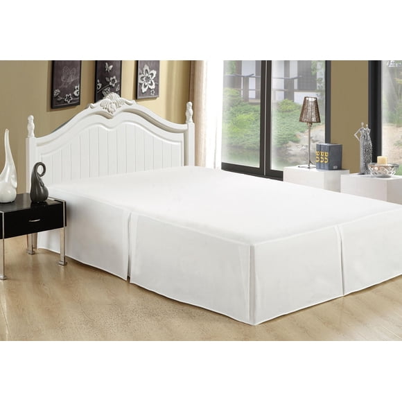 Marina Decoration Ultra Soft Silky Hotel Quality All Season Deep Pocket 16 Inch Drop Solid Tailored Rayon from Bamboo Bed Skirt, White Color