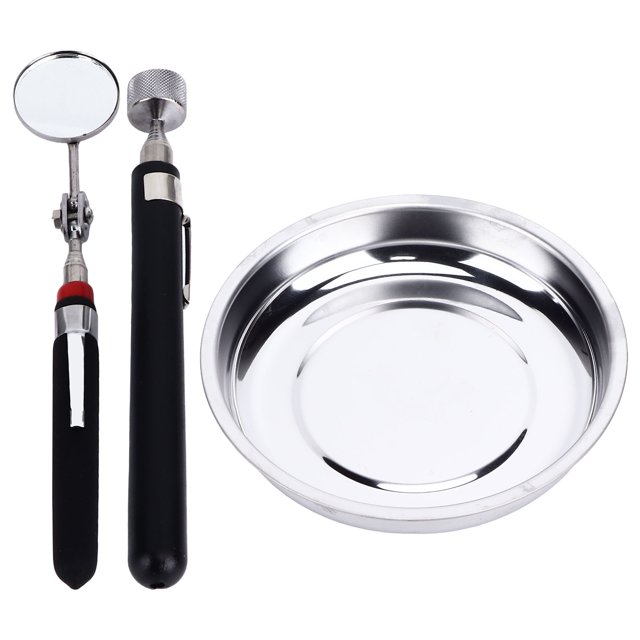Ensemble de Plateaux de Pièces Magnétiques, Base en Caoutchouc Enduite en Acier Inoxydable Outil Magnétique Bol Empêcher de Gratter Rond Non pour l'Atelier