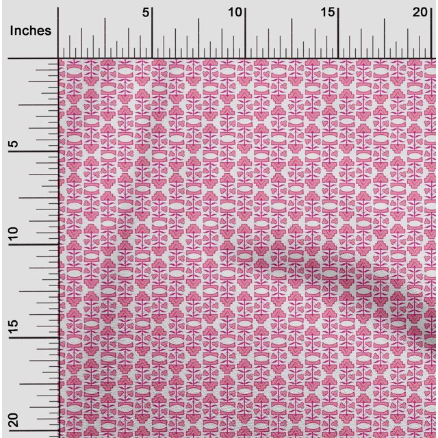 oneOone Cotton Flex Fabric Leaves & Floral Block Print Sewing Fabric BTY 40 Inch Wide