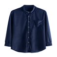 thumbnail image 2 of Men‘s Spring Autumn Cual Shirts Solid Color Long Sleeve Lapel Tops Button Shirts for Party, 2 of 4
