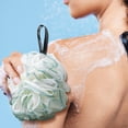 thumbnail image 4 of Fridja Large Bath Shower Loofah Sponge, 5.5 Inches Exfoliating Bath Sponge Soft Mesh Skin-friendly Shower Scrunchies Solid Color Bath Loofahs for Home, Hotel, Travel, Business Trip (Blue), 4 of 5