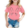 thumbnail image 3 of PMVFHDE T-Shirt Graphique à Manches Courtes Imprimé Lapin de Pâques pour Enfants, Col Rond, Décontracté, Printemps Été, Rose, 2-3 Ans, 3 of 3