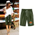 thumbnail image 3 of Birdeem Pantalon Femme Été Imprimé Cinq Points Grande Taille Coton Lin Pantalon Décontracté, 3 of 6