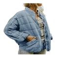 thumbnail image 1 of Women Stand Collar Quilted Jackets Long Sleeve Solid Color Full Zip Padded Jackets, 1 of 6