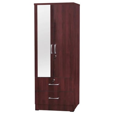 Better Home Products NW108-M-MAH Grace Armoire Wardrobe Cabinet with Mirror & Drawers, Mahogany