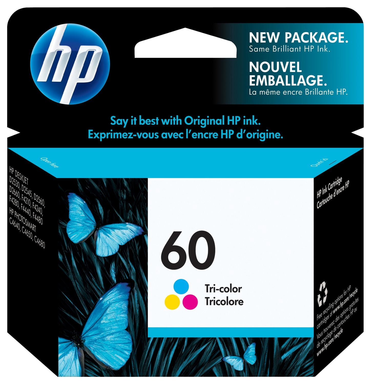 HP 60 Cartouche d’encre tricolore d’origine (CC643WN)
