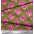 thumbnail image 3 of Soimoi Tissu Crêpe polyester Design Quatrefoil, Feuilles & Roses Imprimés Floraux au Mètre 52 Pouces de Large, 3 of 3