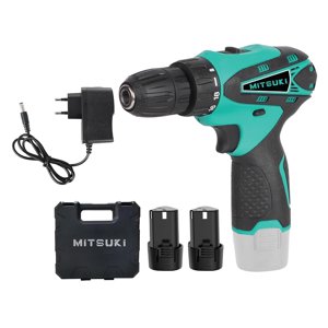 12v Tournevis sans fil, perceuse 30 Nm, 1300 Rpm | 10mm Chuck, je suis désolé. 2 Batteries, 1 Chargeur, 1case | Convient pour le bois 28mm, Acier 10mm, Mi47 - Étui de transport durable, perceuse compacte