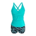 thumbnail image 5 of Womens Bathing Suits Tankini 2026 Trendy Modest Deep V Neck Crossover Top with Swim Shorts Two Piece Bathing Suits for Women, 5 of 5