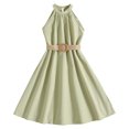 thumbnail image 2 of YOUSNH Robe Princesse Unie Sans Manches pour Tout-Petites Filles, Robe de Danse Fête, Vêtements, Robes pour Filles, Vert, 9-10 Ans, 2 of 6
