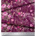 thumbnail image 2 of Soimoi Tissu en Voile de Coton Rayé, Feuilles & Roses Imprimé Floral au Mètre 42 Pouces de Large, 2 of 3