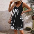 thumbnail image 4 of Ovzne Robes pour Femmes Robe d'Été Mode d'Été pour Femmes Plage Poche Imprimé Sans Manches Robe à Col en V Robe d'Été Imprimée Liquidation, 4 of 7