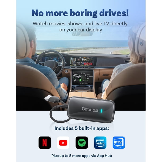 Ottocast Play2video Ultra Ver, 2-in-1 Wireless CarPlay & Android