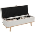 thumbnail image 1 of HOMCOM Pouf de Rangement, Repose-Pieds avec Couvercle Relevable, Pattes en Bois, Blanc Crème, 1 of 10