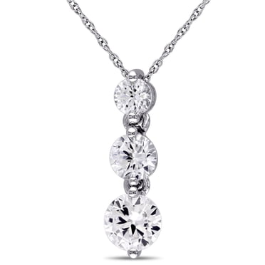 Pendentif Miabella avec saphirs blancs synthétiques 2 CT PBT, en or blanc 10K, 17 po