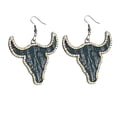 thumbnail image 1 of Vintage Embossed Leather Earrings National Style Texture Diamond Inlay Shiny Cow EarringsThe Best Gift for A Loved One, 1 of 5