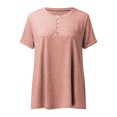 thumbnail image 3 of Innerwin T-Shirt Col en V Femmes Hauts Plage Couleur Unie Tee Ample Rose P, 3 of 7