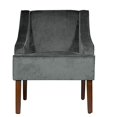 thumbnail image 2 of HomePop Fauteuil d'Appoint à Accoudoirs Incurvés en Velours, Gris Foncé, 2 of 2