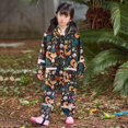 thumbnail image 2 of Children‘s Boys Girls Dinosaur Rainbow Printed Button Rain Jacket Hooded Windproof Raincoat, 2 of 7