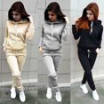 thumbnail image 3 of Women 2PCS Set Long Drawing Straps Slim-Fit Sweatshirt and Sweatpants Set, 3 of 3