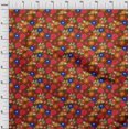 thumbnail image 4 of oneOone Viscose Jersey Maroon Fabric Abstract Retro Floral Sewing Material Print Fabric By The Yard 60 Inch Wide, 4 of 4