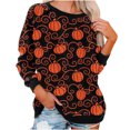 thumbnail image 2 of 50 % de Rabais Liquidation Chandail Surdimensionné pour Femmes 2023 Manches Longues Décontractées Col Rond Hauts Blouse Ample Imprimé Halloween Graphique Chandail, 2 of 6
