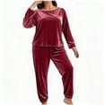 thumbnail image 4 of Ounisa Women Plus Size Pajama Set, Long Sleeve Button-Down Soft Comfy Two-Piece Sleepwear Lounge Set, 4 of 5