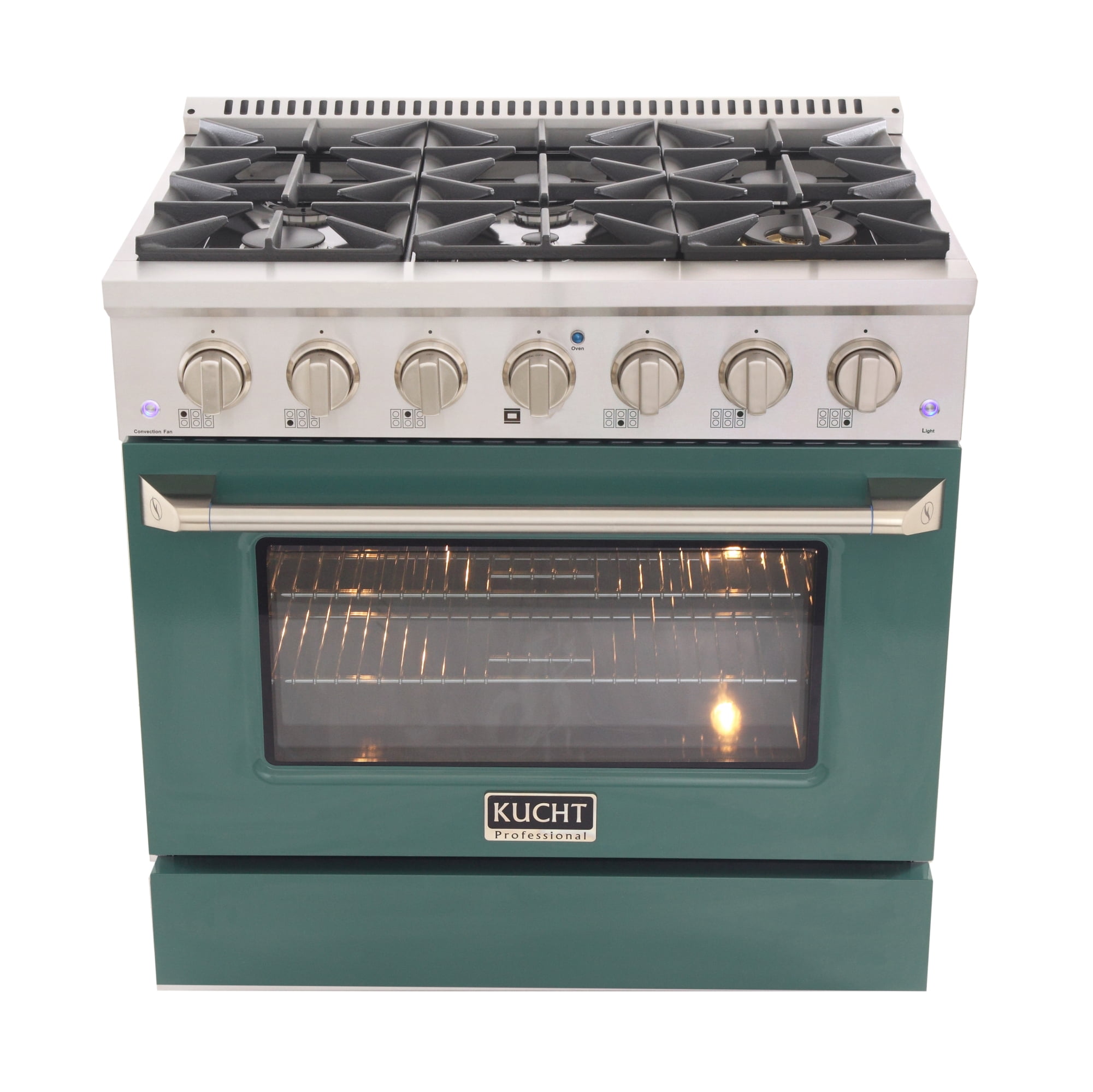 KUCHT Professional 36 in. 5.2 cu. ft. Gas Range with Convection Oven and Green Door