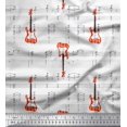 thumbnail image 1 of Soimoi White polyester Crepe Fabric Notes & Guitar Musical Instrument Printed Craft Fabric by the Yard 52 Inch Wide, 1 of 5
