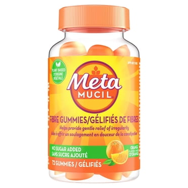 Metamucil Gélifiés de fibres quotidiens, Saveur d’orange, 72 gélifiés, À base de plantes, sans sucre ajouté