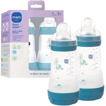 MAM Easy Start Anti-Colic Baby Bottles, 2x9oz Bottles, Medium Flow Bottles with Silicone Nipple, Baby Bottles for Baby Boy
