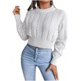 thumbnail image 2 of EGNMCR Chandails pour Femmes Mode Décontractée Manches Longues Ajouré Chandail Tricoté de Base, Cadeaux pour Femmes, 2 of 6
