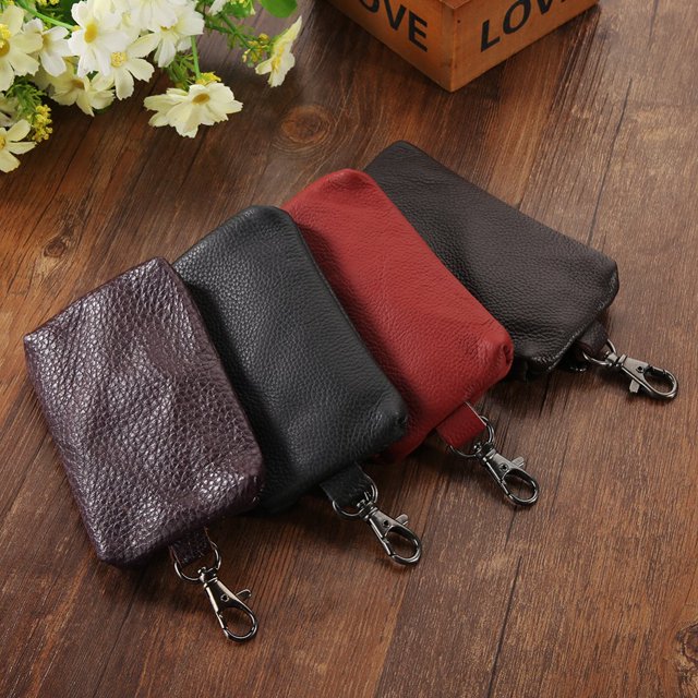 MesaSe Genuine Leather Key Holder Wallet Men Keys Organizer Women Zipper Key Chain Case